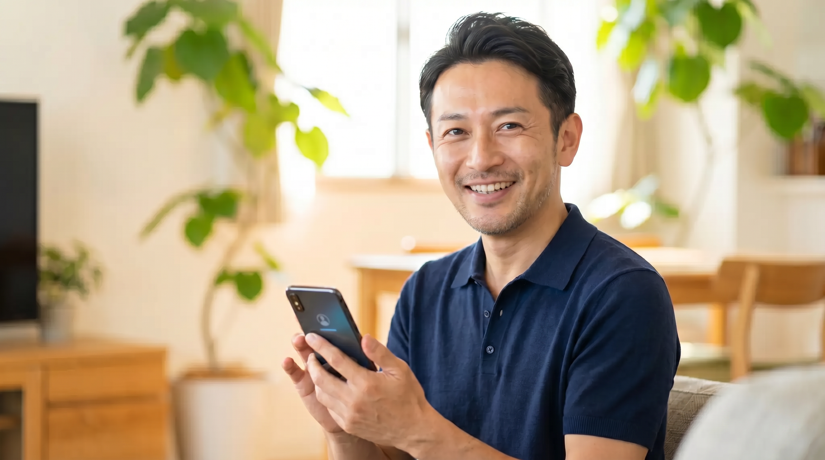 スマホでオンライン診療を受ける男性